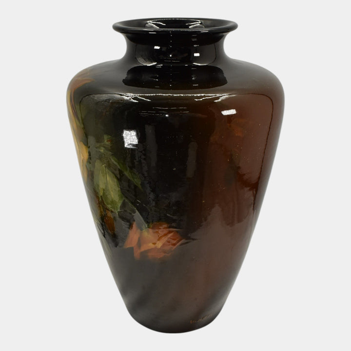 Roseville Rozane 1900s Art Pottery Standard Glaze Roses Floor Vase 861 Myers