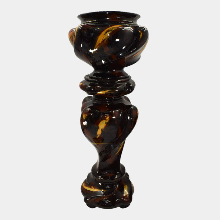 Weller Aurelian 1900s Art Pottery Brown Floral Jardiniere Pedestal Ferrell - Just Art Pottery