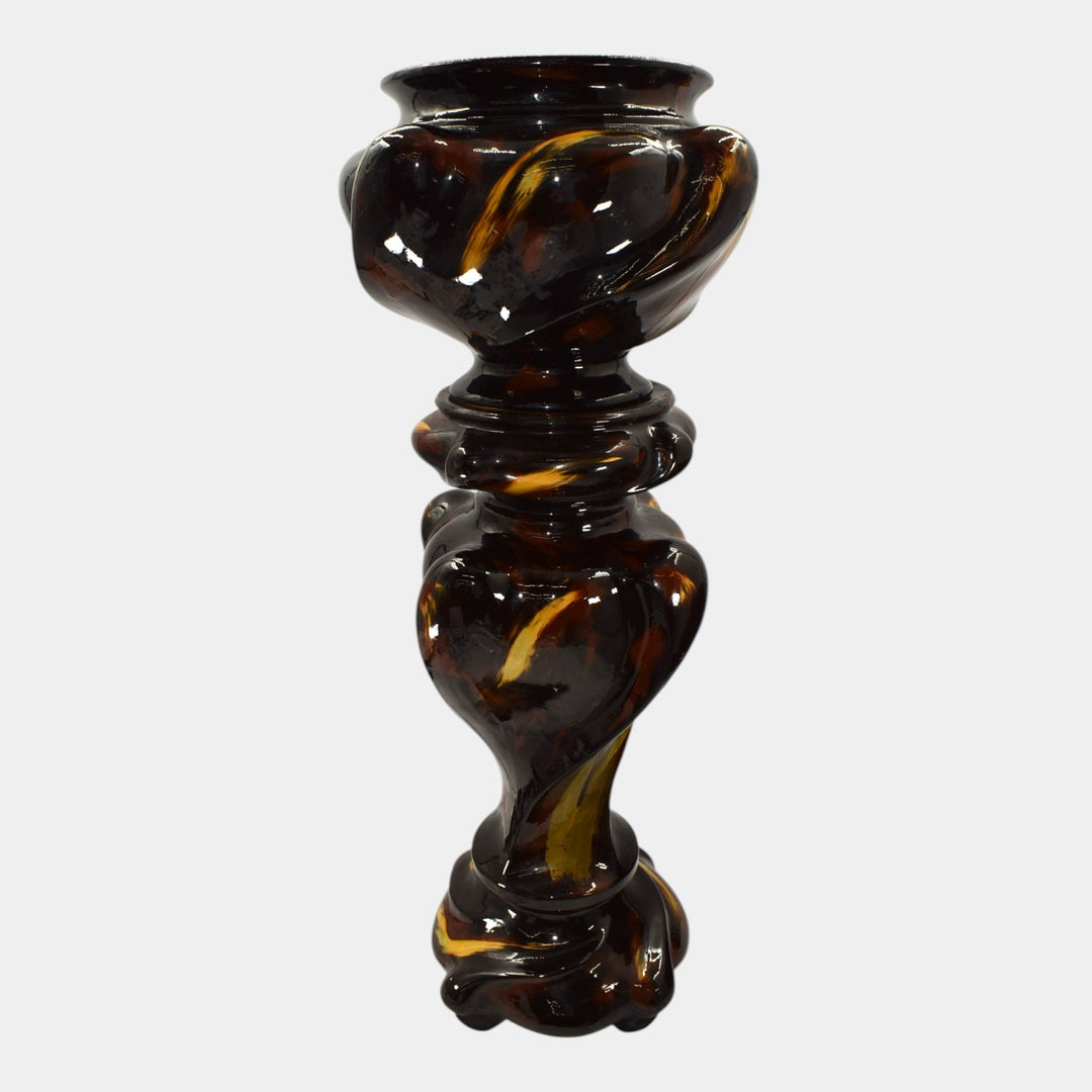 Weller Aurelian 1900s Art Pottery Brown Floral Jardiniere Pedestal Ferrell - Just Art Pottery