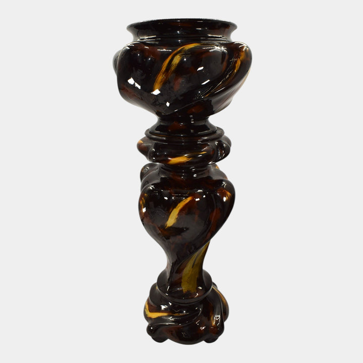Weller Aurelian 1900s Art Pottery Brown Floral Jardiniere Pedestal Ferrell - Just Art Pottery
