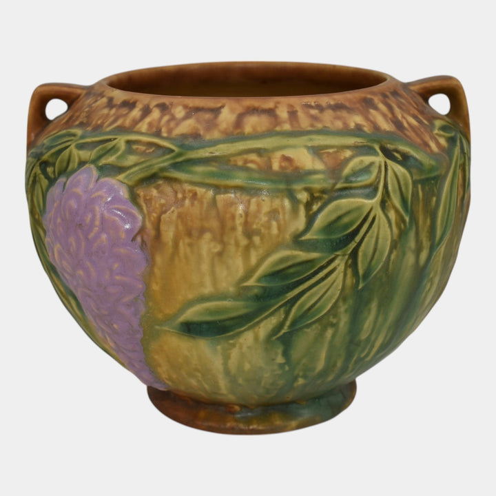 Roseville Wisteria Tan 1933 Vintage Art Pottery Vase 254-5 - Just Art Pottery