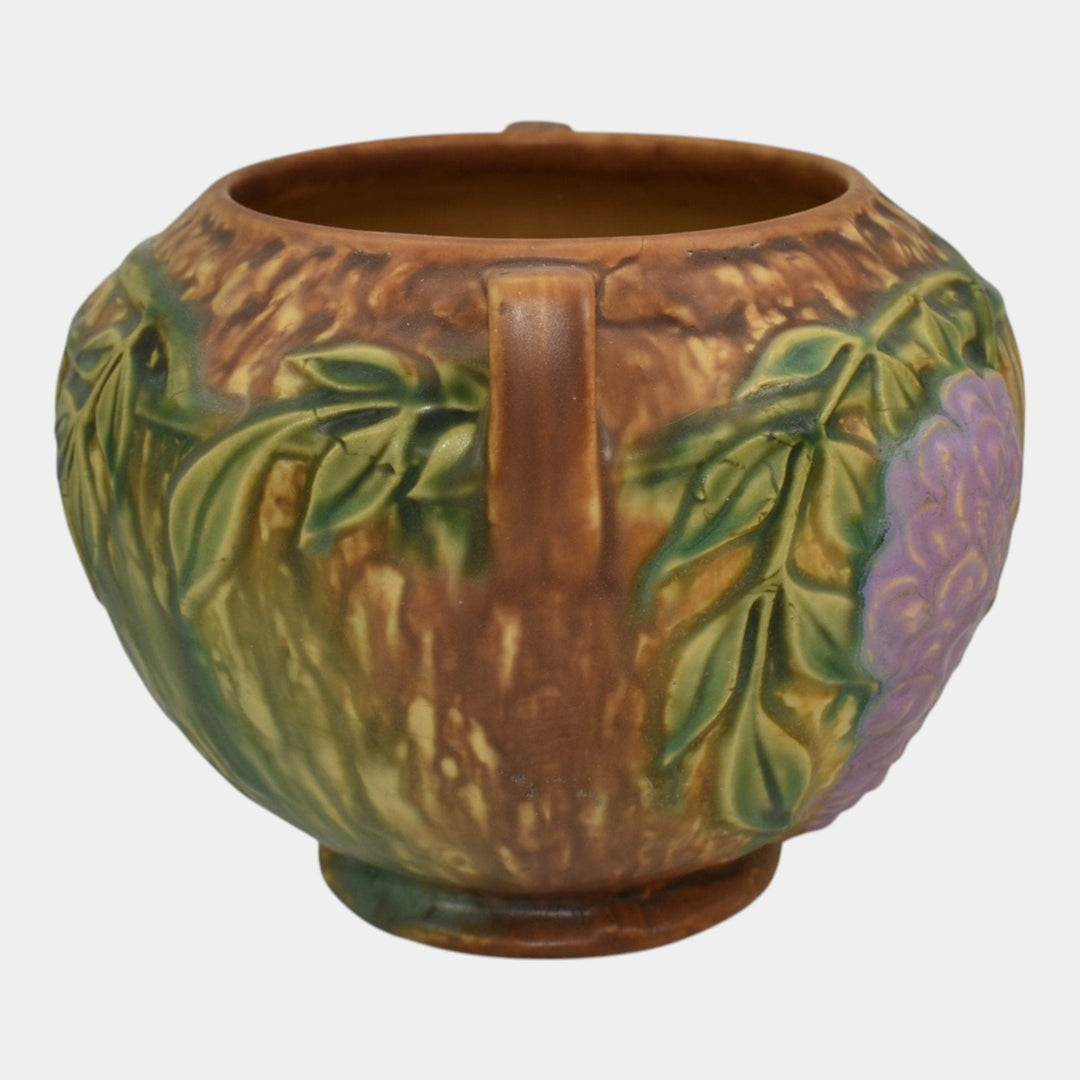 Roseville Wisteria Tan 1933 Vintage Art Pottery Vase 254-5 - Just Art Pottery