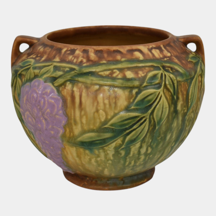 Roseville Wisteria Tan 1933 Vintage Art Pottery Vase 254-5 - Just Art Pottery