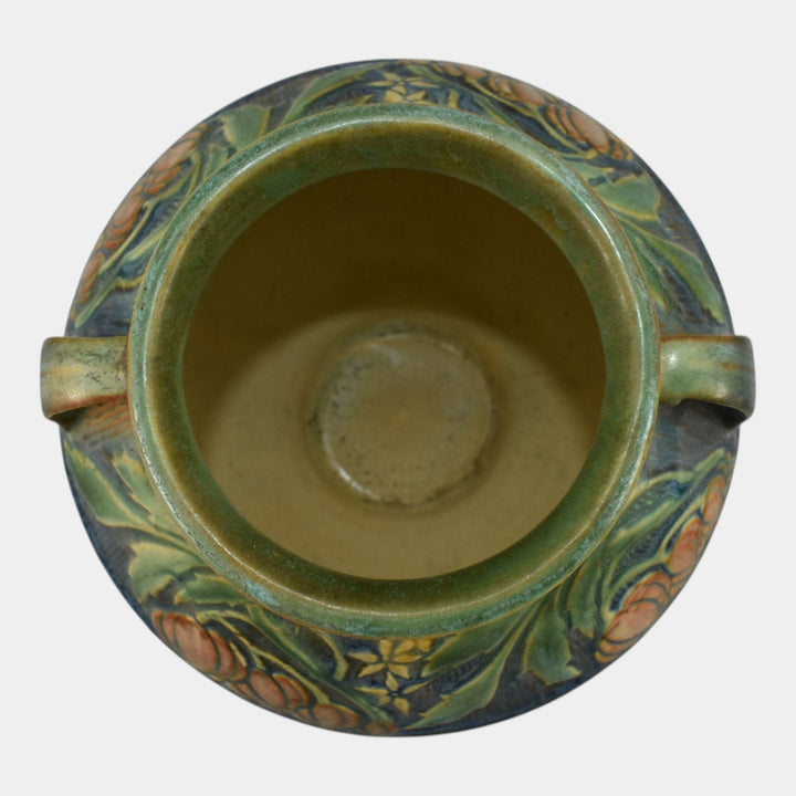 Roseville Baneda Green 1932 Vintage Arts And Crafts Pottery Ceramic Vase 591-6 - Just Art Pottery