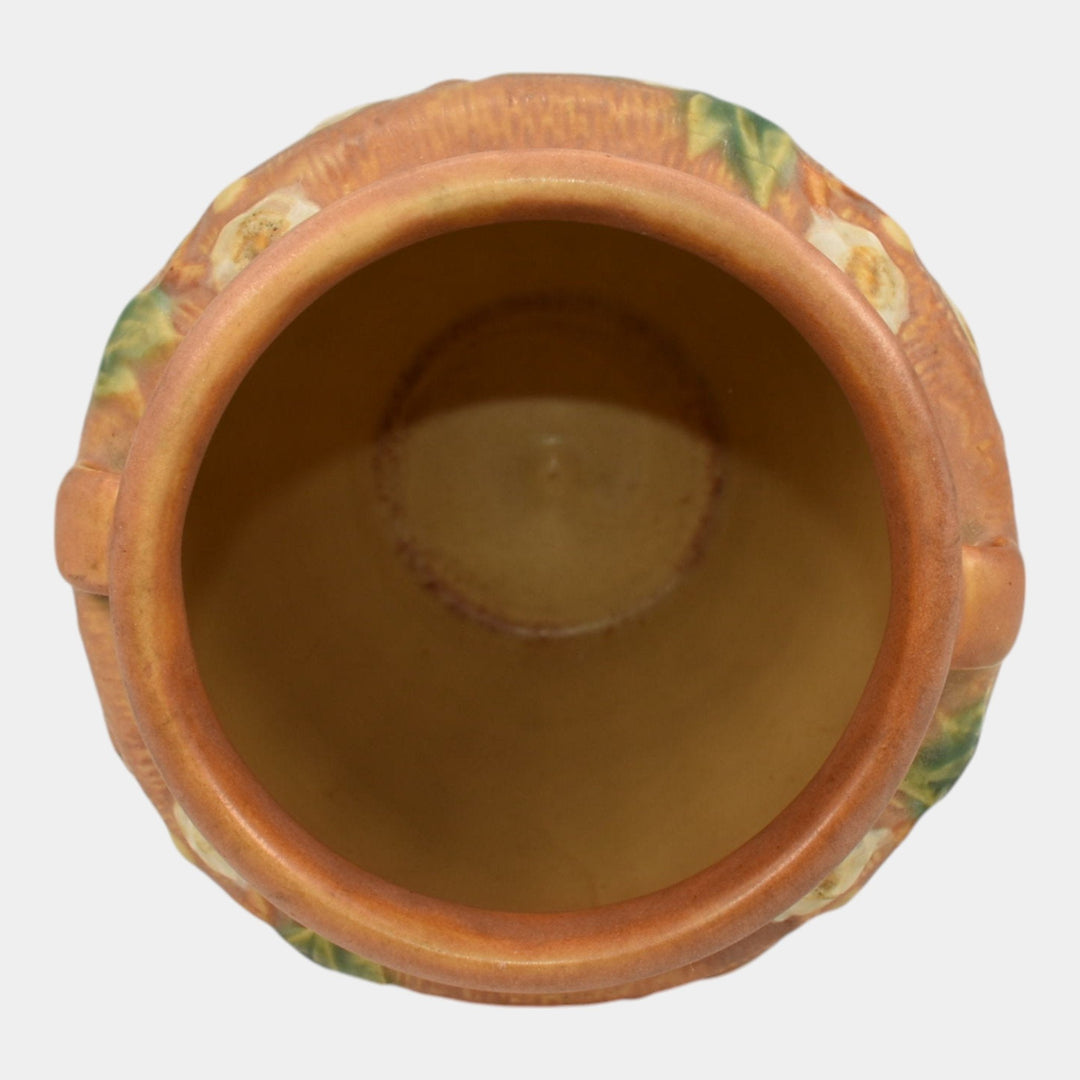 Roseville Cherry Blossom Brown 1933 Vintage Art Pottery Ceramic Vase 623-7 - Just Art Pottery