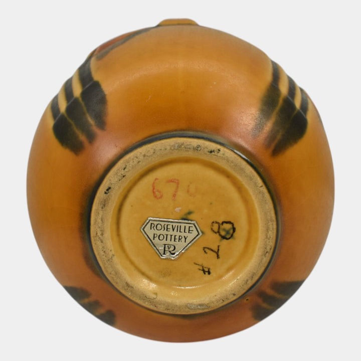 Roseville Laurel Yellow 1934 Vintage Arts And Crafts Pottery Ceramic Vase 670-7