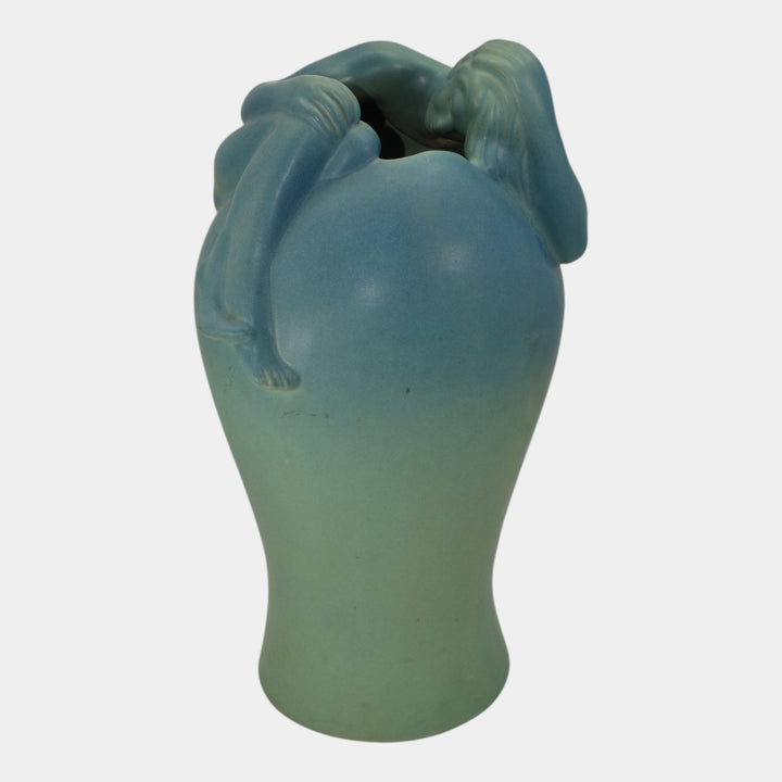 Van Briggle Vintage Art Pottery Blue Despondency Figural Vase