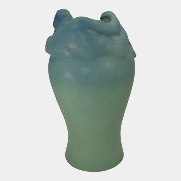 Van Briggle Vintage Art Pottery Blue Despondency Figural Vase