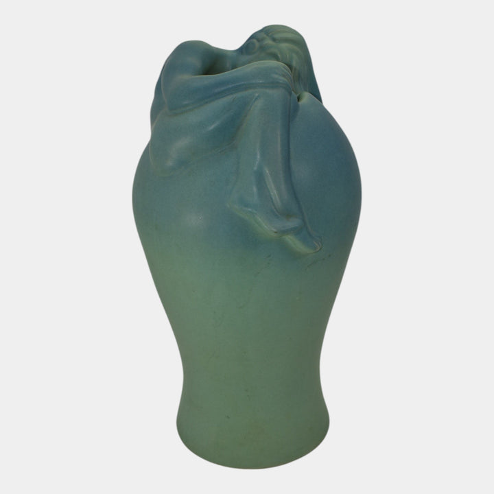 Van Briggle Vintage Art Pottery Blue Despondency Figural Vase