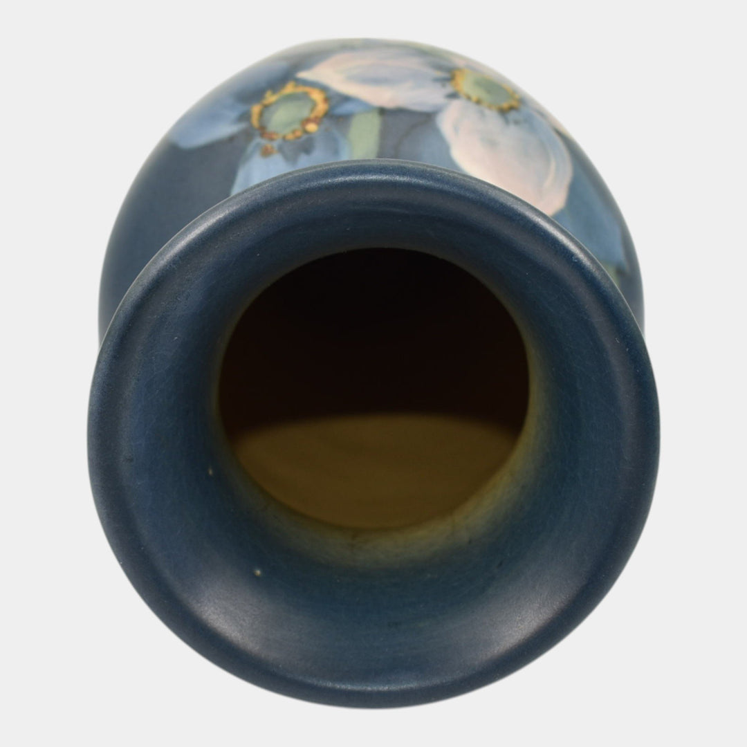 Weller Hudson 1920s Vintage Art Pottery Hand Painted Blue Flower Vase Timberlake