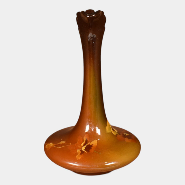 Roseville Rozane 1900s Art Pottery Standard Glaze Pansies Ceramic Ewer