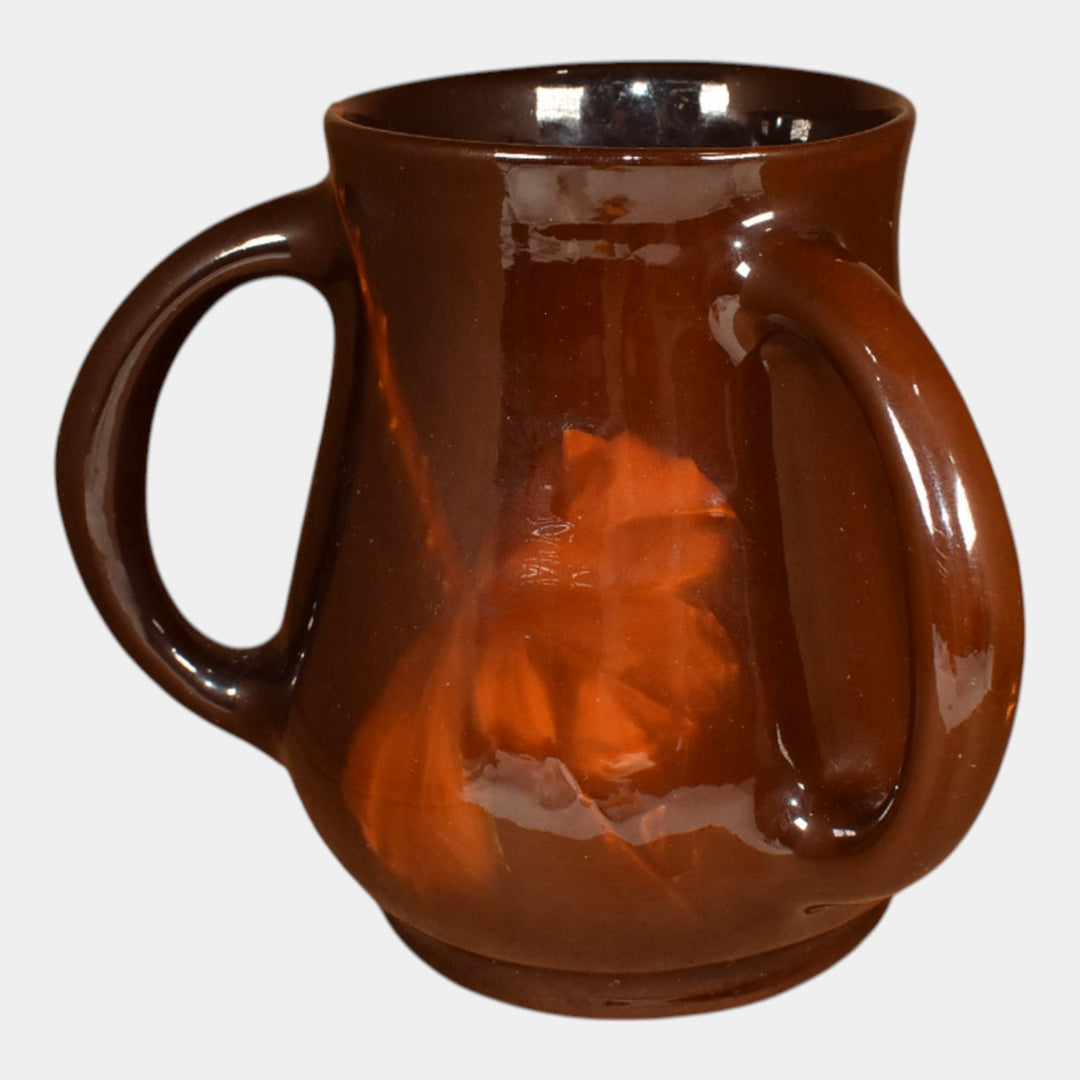 Roseville Rozane 1900s Art Pottery Standard Glaze Three Handled Ceramic Vase - Just Art Pottery