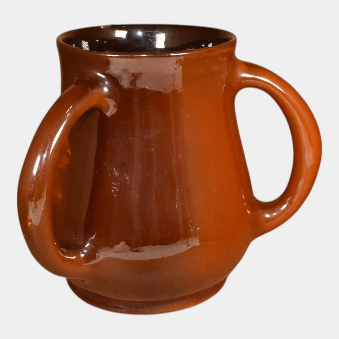 Roseville Rozane 1900s Art Pottery Standard Glaze Three Handled Ceramic Vase - Just Art Pottery