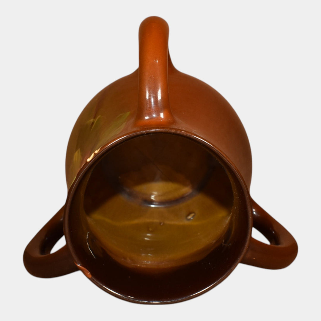 Roseville Rozane 1900s Art Pottery Standard Glaze Three Handled Ceramic Vase - Just Art Pottery