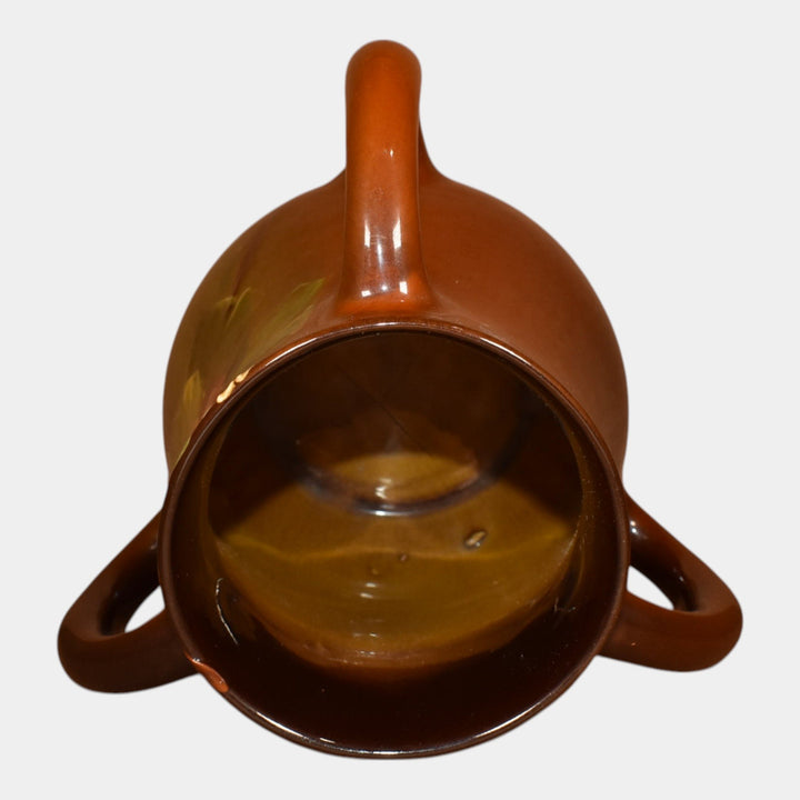Roseville Rozane 1900s Art Pottery Standard Glaze Three Handled Ceramic Vase - Just Art Pottery