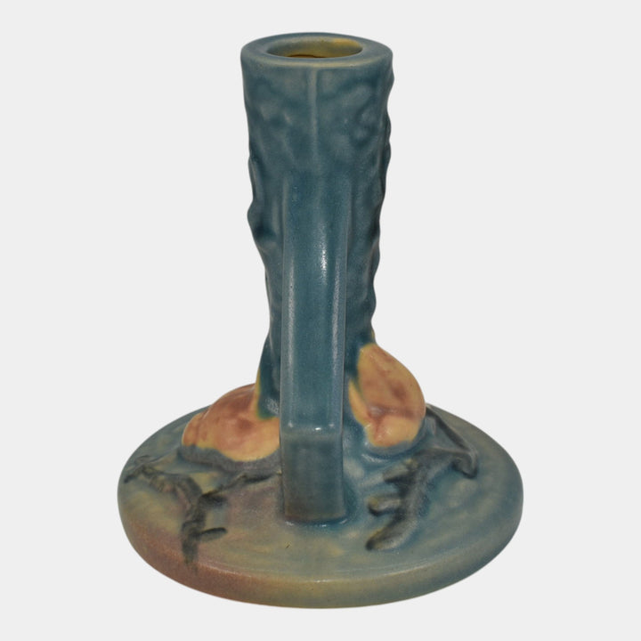 Roseville Magnolia Blue 1943 Vintage Art Pottery Ceramic Candle Holder 1157-4 - Just Art Pottery