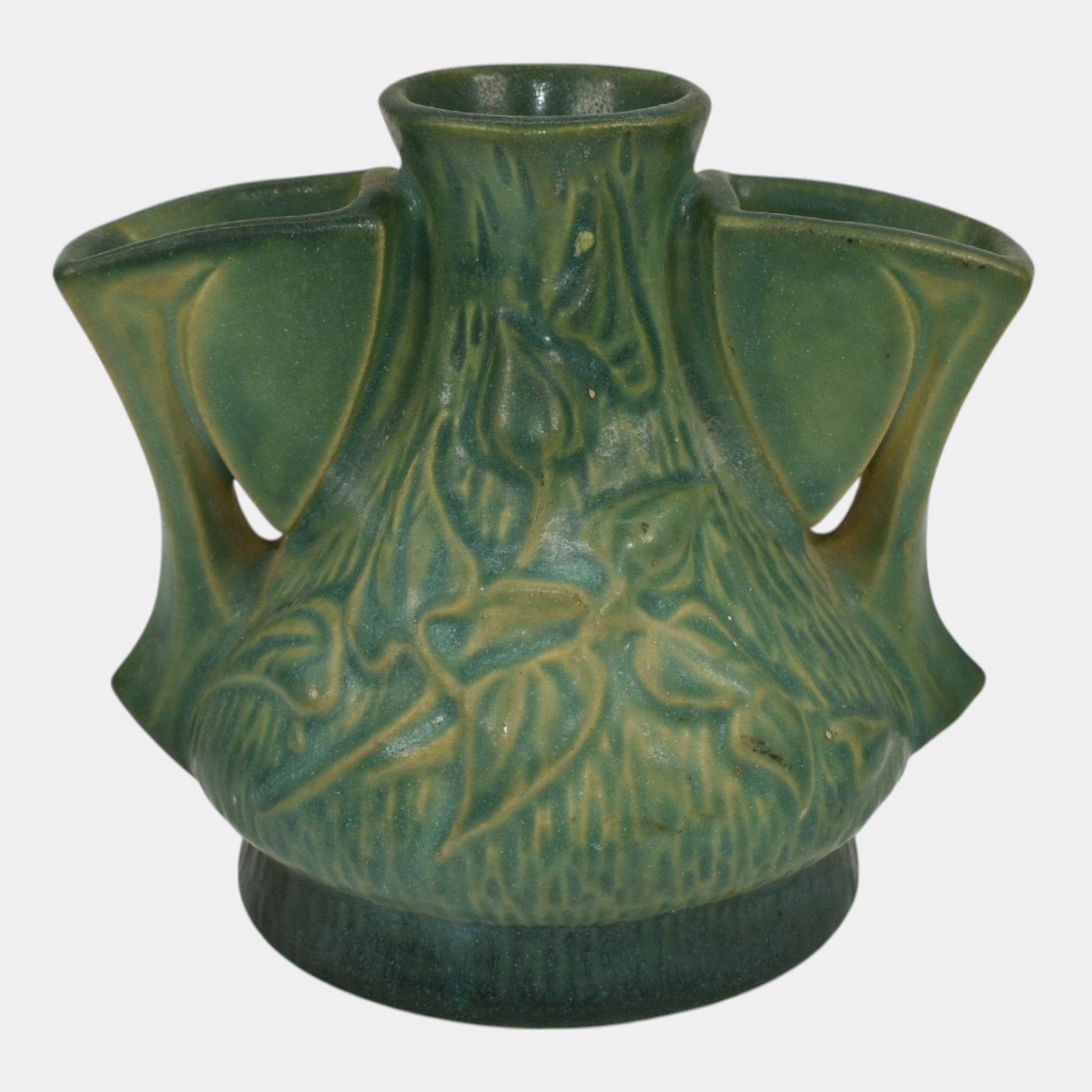 Roseville Clematis Green 1944 Vintage Art Pottery Ceramic Flower