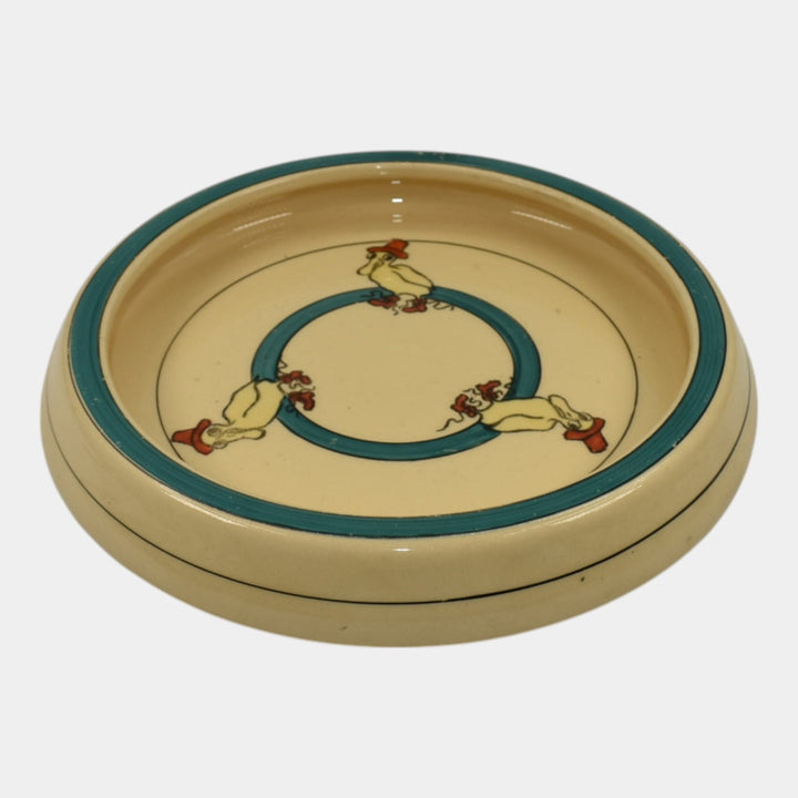 Roseville Juvenile Creamware 1910 Pottery Duck With Boots And Hat Rolled Plate - Just Art Pottery