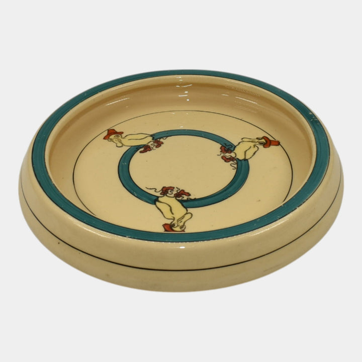 Roseville Juvenile Creamware 1910 Pottery Duck With Boots And Hat Rolled Plate - Just Art Pottery