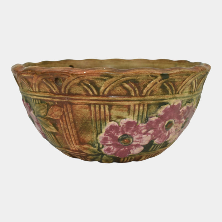 Weller Flemish 1920s Vintage Art Pottery Ceramic Planter Basket - Just Art Pottery