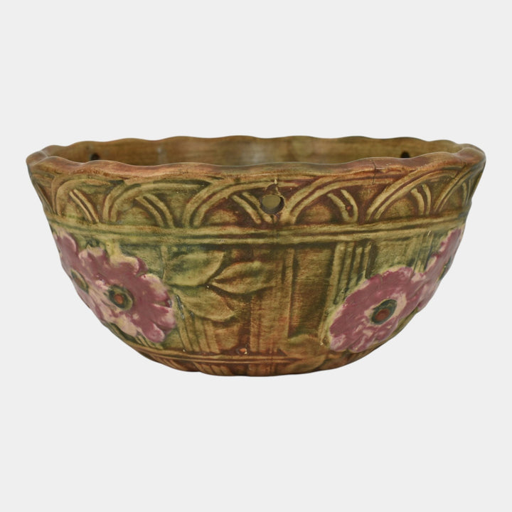 Weller Flemish 1920s Vintage Art Pottery Ceramic Planter Basket - Just Art Pottery
