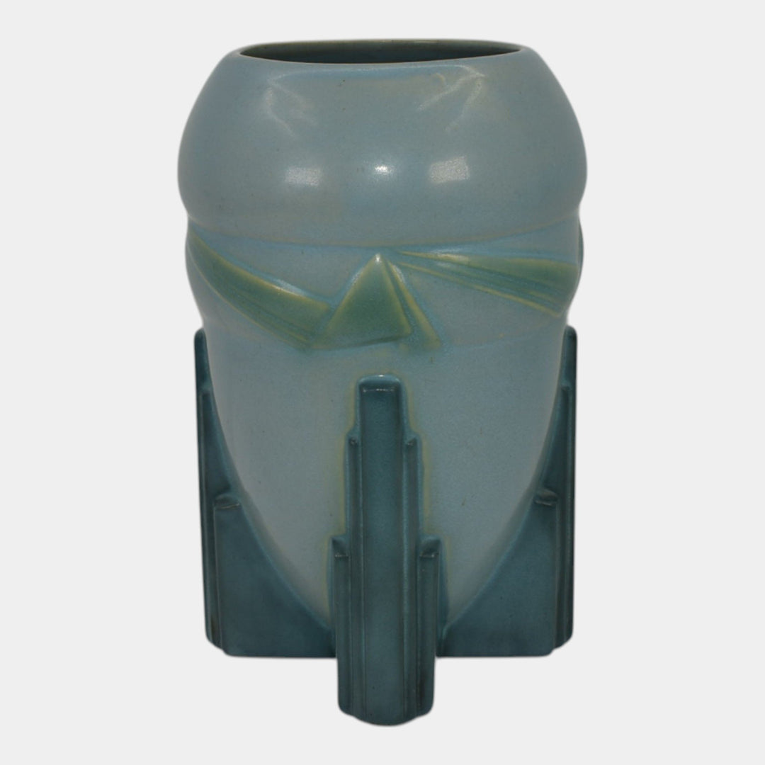 Roseville Futura Blue 1928 Vintage Art Deco Pottery Spaceship Vase 405-7
