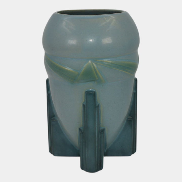 Roseville Futura Blue 1928 Vintage Art Deco Pottery Spaceship Vase 405-7