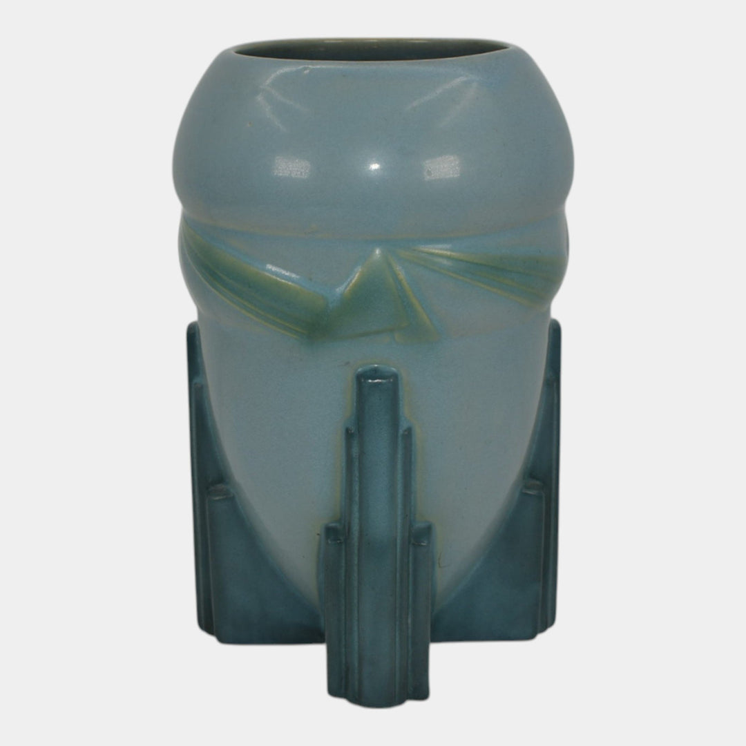 Roseville Futura Blue 1928 Vintage Art Deco Pottery Spaceship Vase 405-7