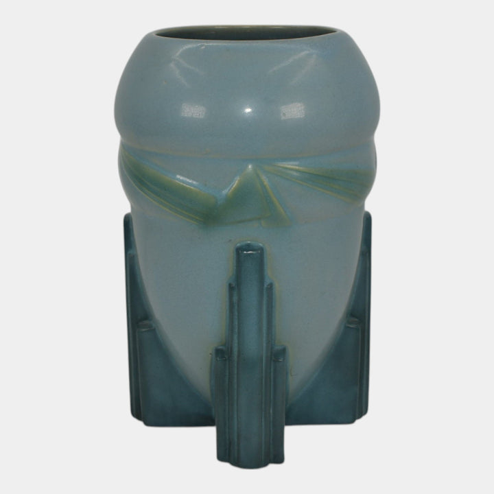 Roseville Futura Blue 1928 Vintage Art Deco Pottery Spaceship Vase 405-7