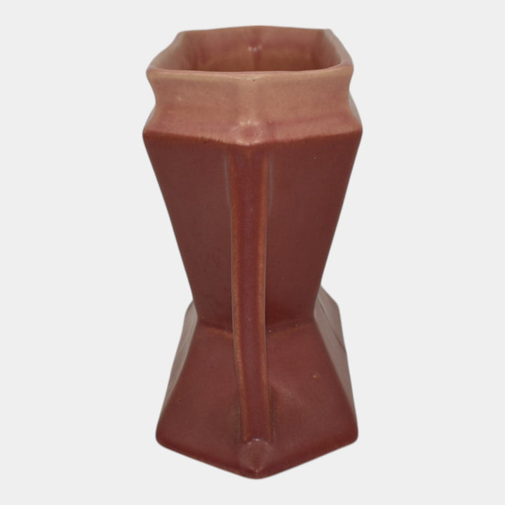 Roseville Futura 1928 Vintage Art Deco Pottery Pink Ceramic Vase 85-4