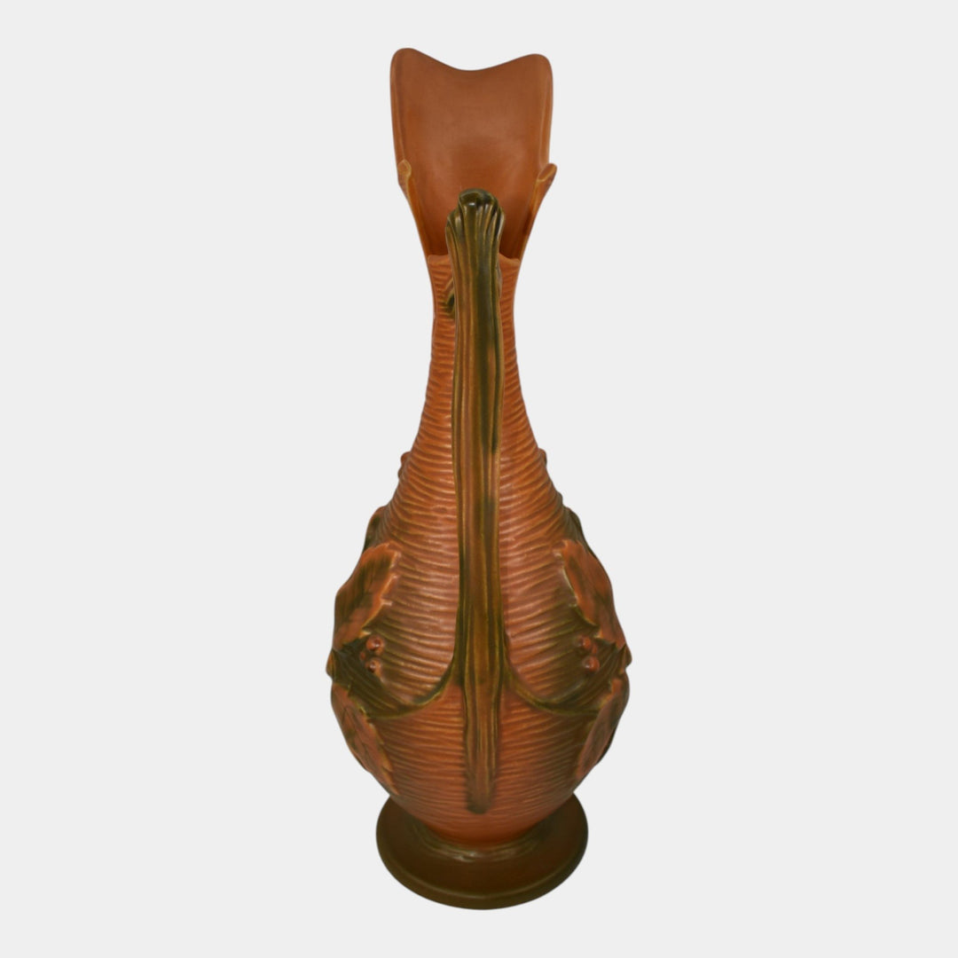 Roseville Pottery Bushberry 1941 Russet Brown Tall Ewer 3-15
