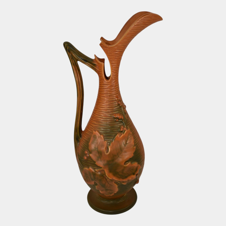 Roseville Pottery Bushberry 1941 Russet Brown Tall Ewer 3-15