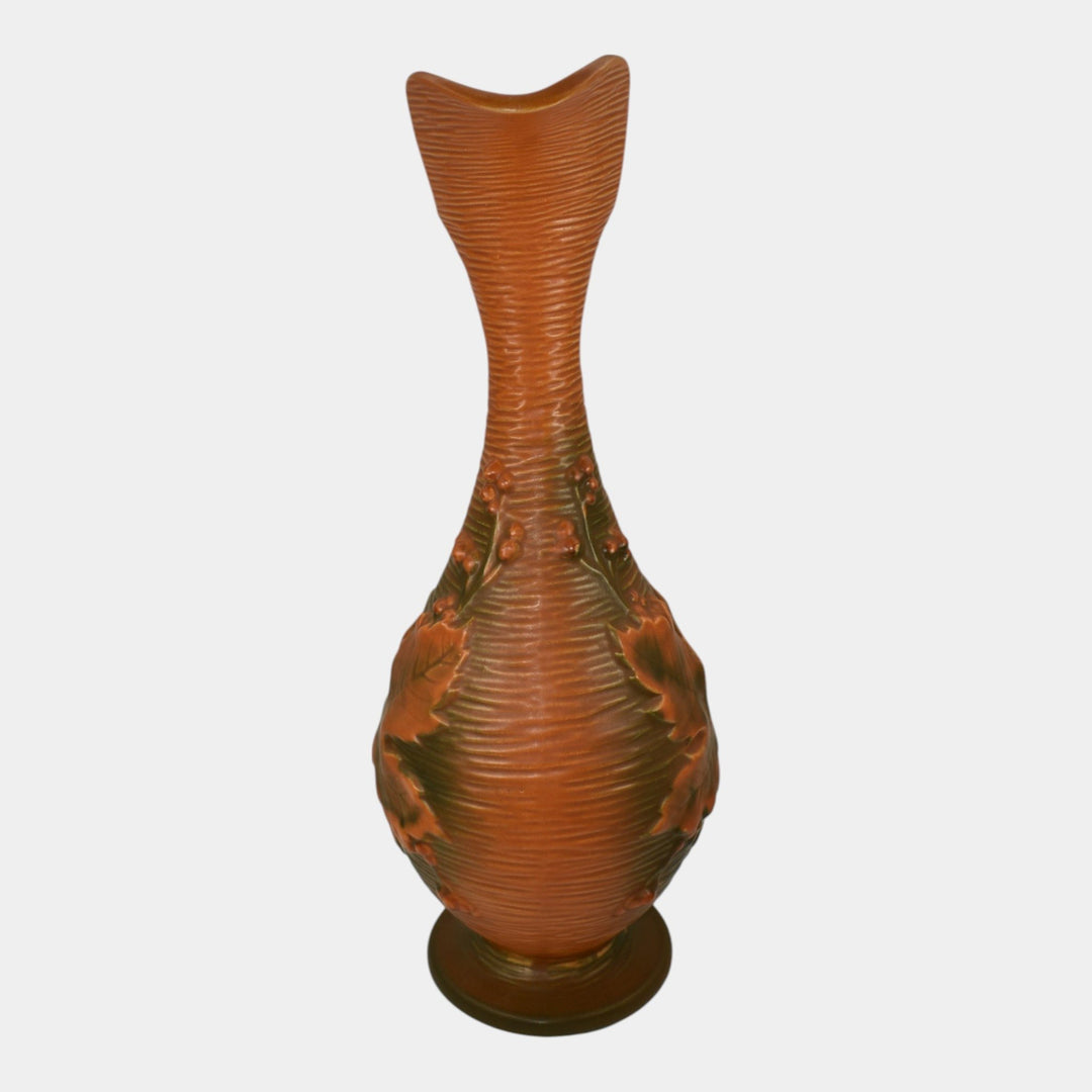Roseville Pottery Bushberry 1941 Russet Brown Tall Ewer 3-15