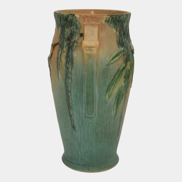 Roseville Moss Tan 1936 Vintage Art Deco Pottery Ceramic Handled Vase 780-8
