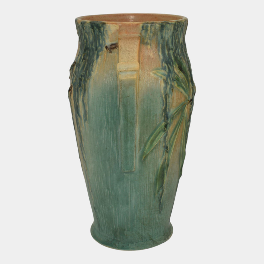 Roseville Moss Tan 1936 Vintage Art Deco Pottery Ceramic Handled Vase 780-8