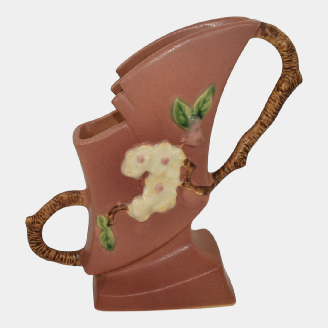 Roseville Apple Blossom Pink 1949 Mid Century Modern Pottery Ceramic Vase 373-7 - Just Art Pottery