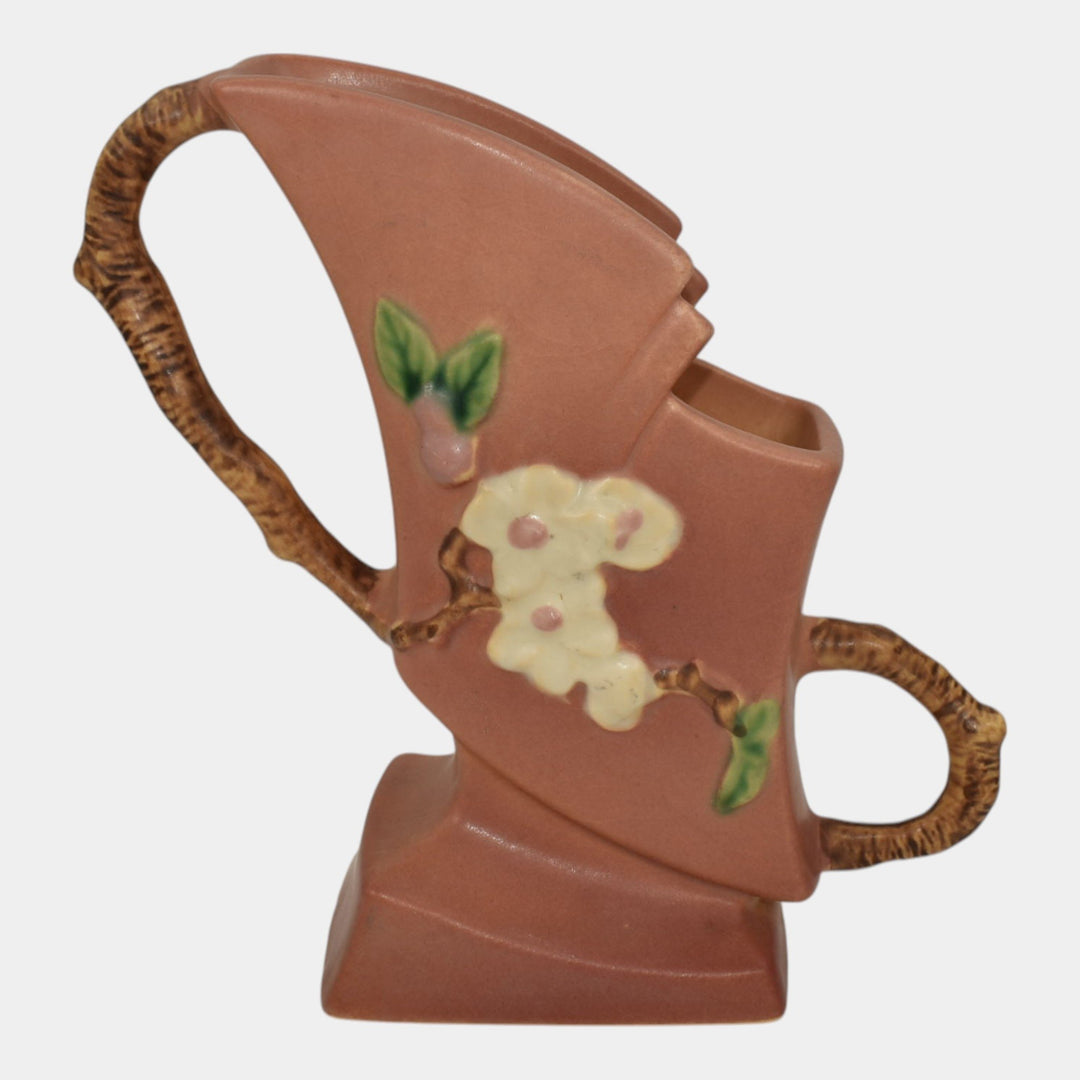 Roseville Apple Blossom Pink 1949 Mid Century Modern Pottery Ceramic Vase 373-7 - Just Art Pottery