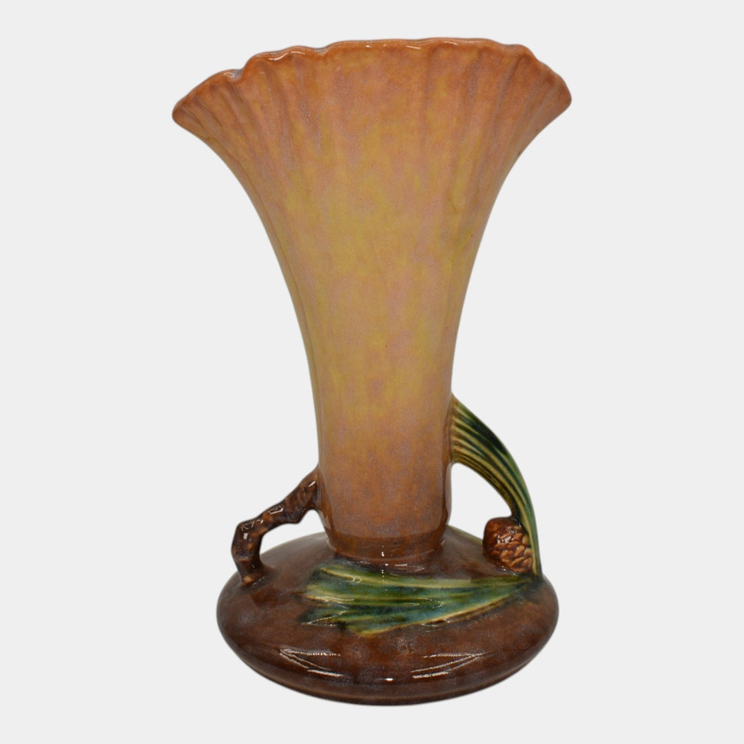 Roseville Wincraft Orange 1948 Mid Century Modern Pottery Pine Cone Vase 283-8