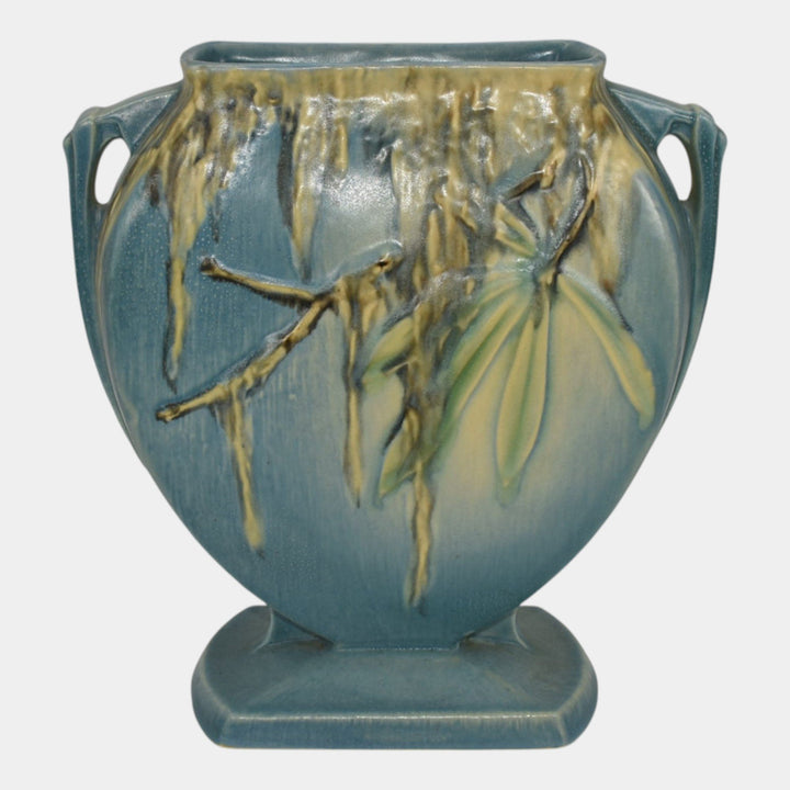 Roseville Moss Blue 1936 Vintage Art Deco Pottery Ceramic Pillow Vase 781-8