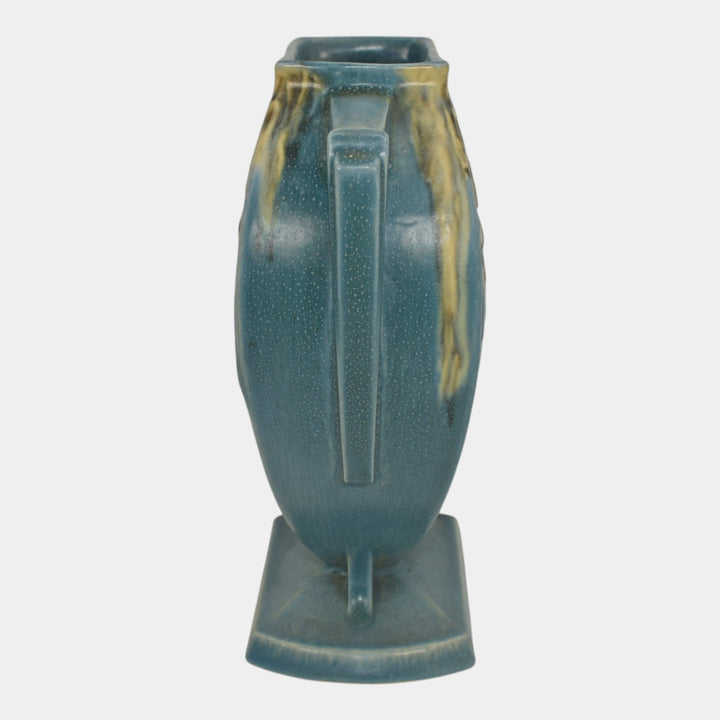 Roseville Moss Blue 1936 Vintage Art Deco Pottery Ceramic Pillow Vase 781-8
