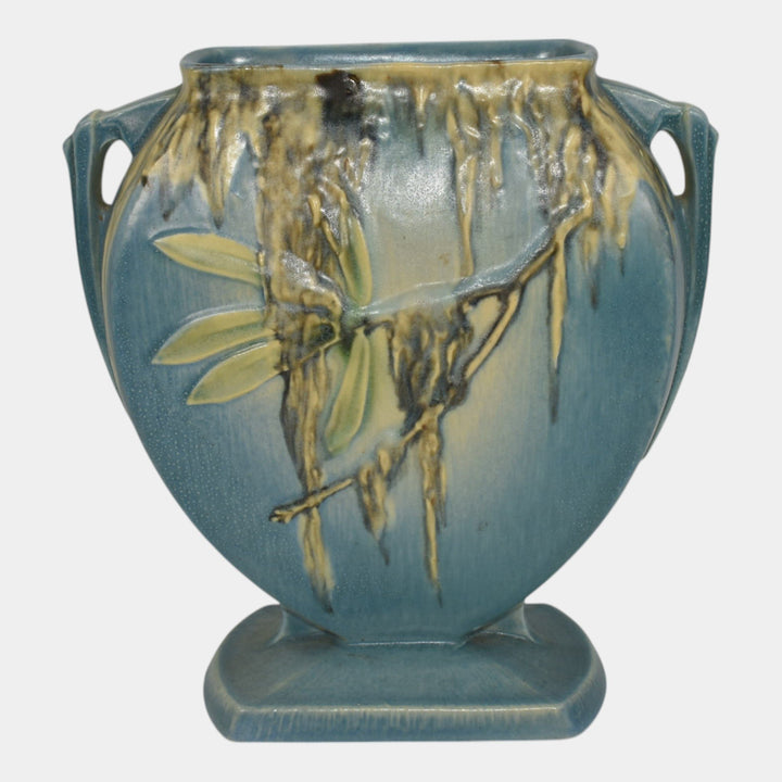 Roseville Moss Blue 1936 Vintage Art Deco Pottery Ceramic Pillow Vase 781-8