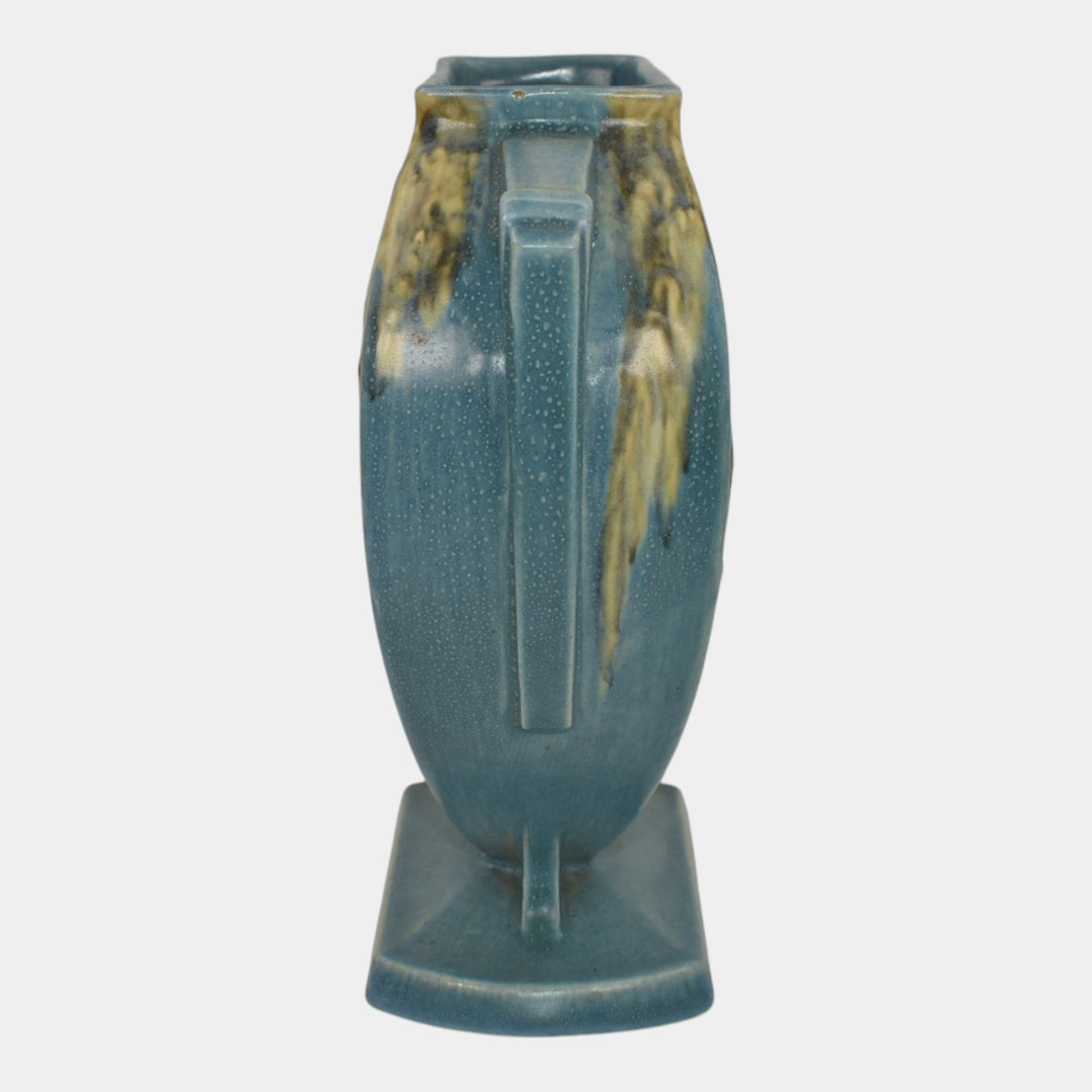 Roseville Moss Blue 1936 Vintage Art Deco Pottery Ceramic Pillow Vase 781-8