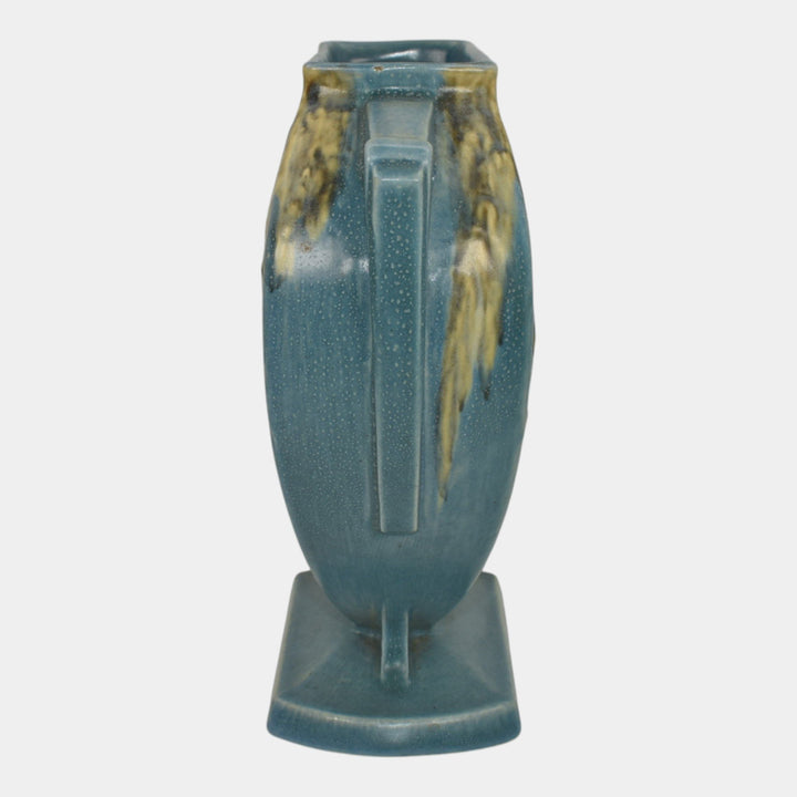 Roseville Moss Blue 1936 Vintage Art Deco Pottery Ceramic Pillow Vase 781-8