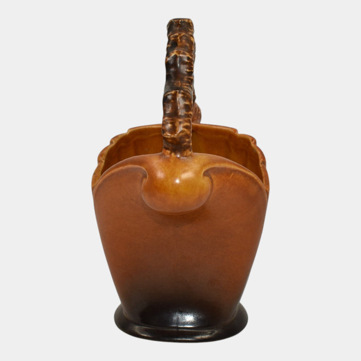 Roseville Pine Cone Brown 1953 Vintage Mid Century Modern Pottery Basket 408-6 - Just Art Pottery