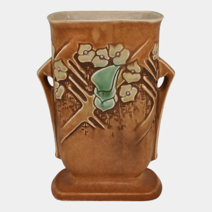 Roseville Clemana Brown 1936 Vintage Art Deco Pottery Ceramic Vase 123-7