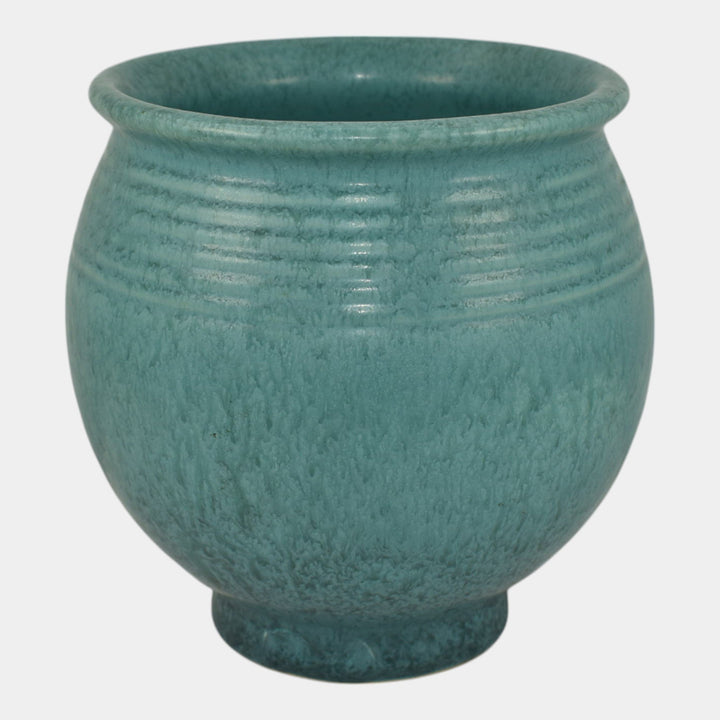 Roseville Tourmaline 1933 Art Deco Pottery Mottled Turquoise Blue Vase 611-6 - Just Art Pottery