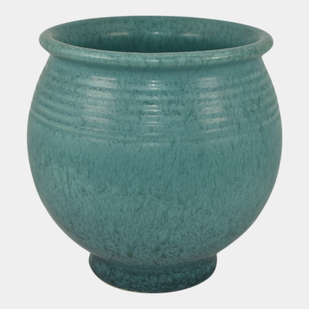 Roseville Tourmaline 1933 Art Deco Pottery Mottled Turquoise Blue Vase 611-6 - Just Art Pottery