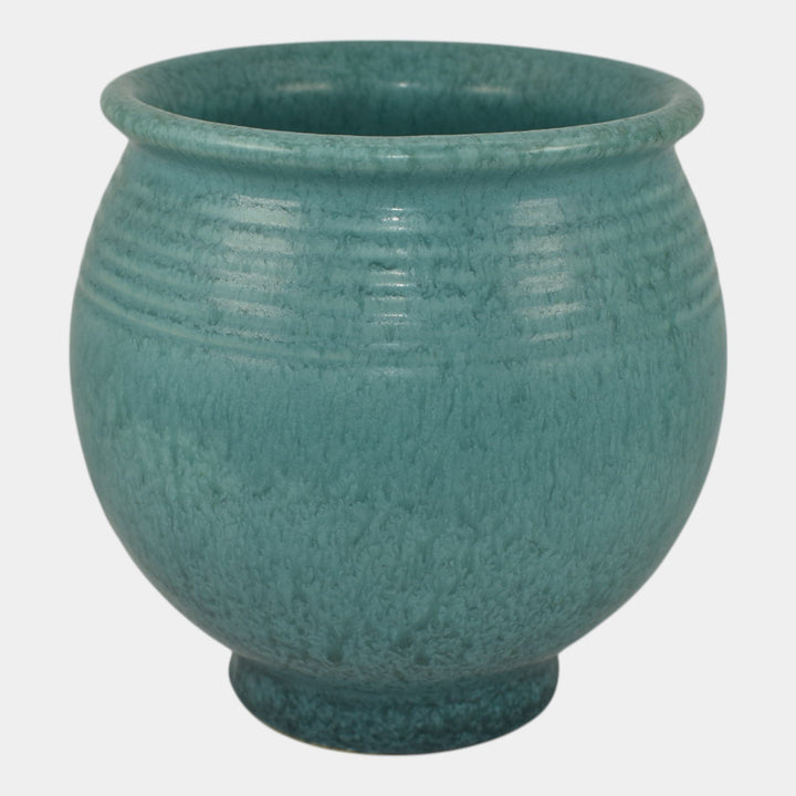 Roseville Tourmaline 1933 Art Deco Pottery Mottled Turquoise Blue Vase 611-6 - Just Art Pottery