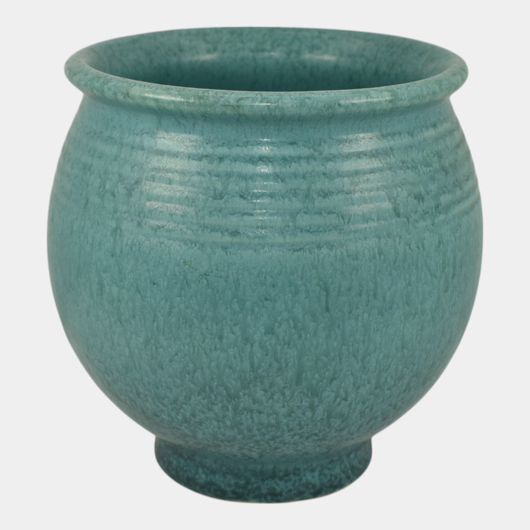 Roseville Tourmaline 1933 Art Deco Pottery Mottled Turquoise Blue Vase 611-6 - Just Art Pottery