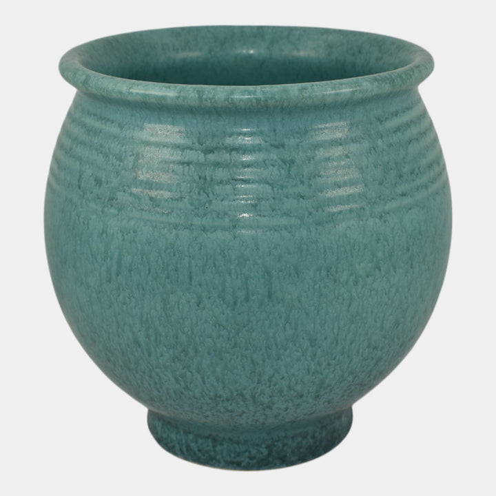 Roseville Tourmaline 1933 Art Deco Pottery Mottled Turquoise Blue Vase 611-6 - Just Art Pottery